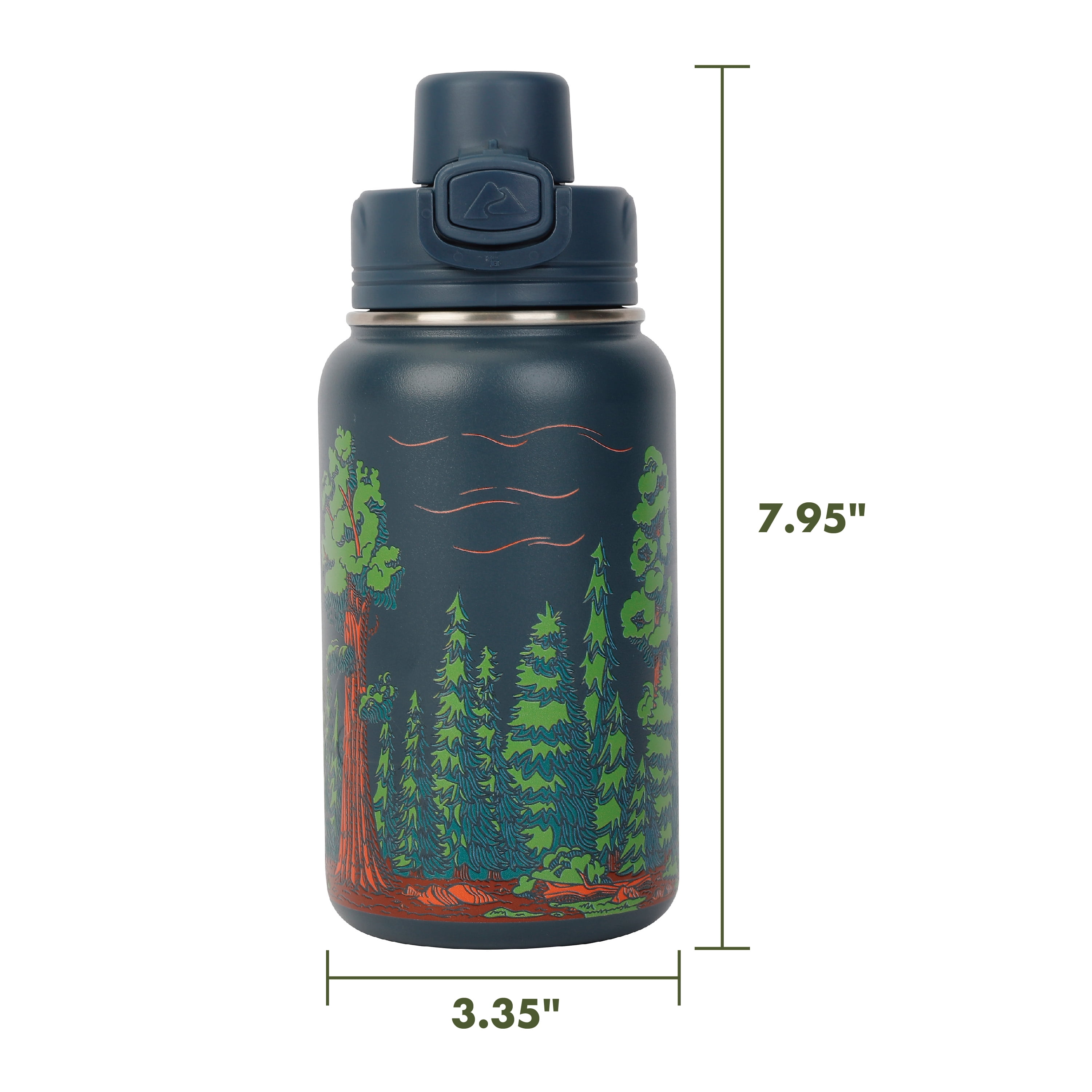 Ozark Trail 18 oz Stainless Steel Insulated Pop-Lid Water Bottle, Ancient Forest