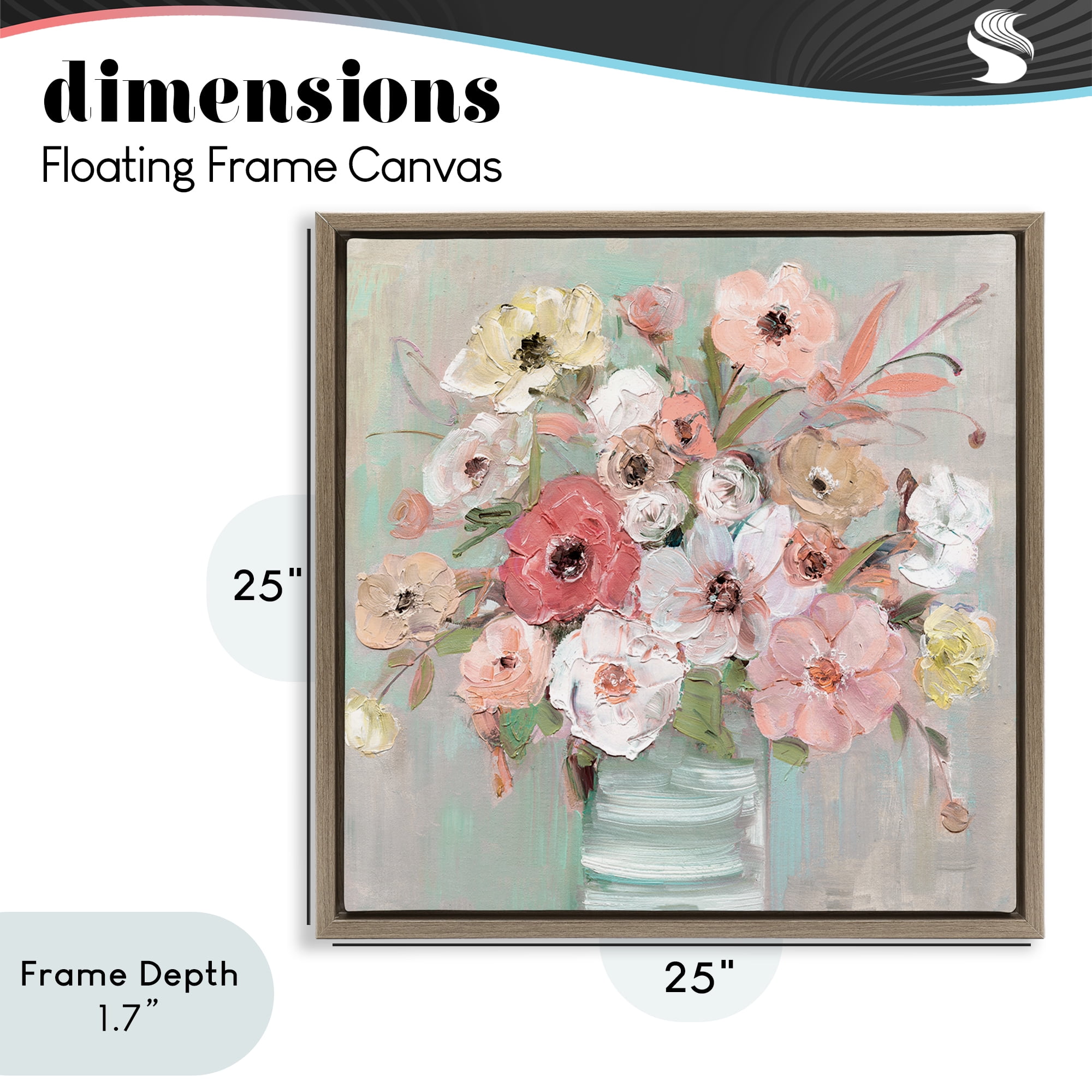 Stupell Industries Pastel Flower Forms Vase Brown Framed Floater Canvas Wall Art, design by Sally Swatland