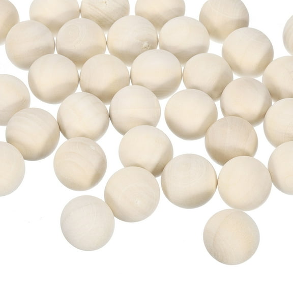 50 Packs Round Wood Balls 3/4" Diameter Unfinished Solid Wooden Spheres, Natural Wood Craft Balls