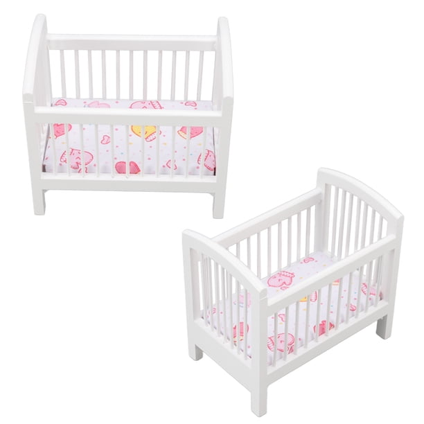 Ibasenice – Cama Miniatura De Madera Para Casa De Muñecas, Cuna De Trapo Realista De 6.5x5x4.5 Cm – Accesorio Decorativo Para Juego Imaginativo