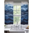 thumbnail image 2 of Abstract Ocean Wave Sheer Curtains for Living Room Bedroom, Light-filtering Sheer Curtain, Gradient Navy Impressionist Style Rod Pocket Voile Window Treatment Drapes, 52’’Wx63’’L, 2 Panels Set, 2 of 7