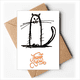 thumbnail image 1 of Pequeño gato sonrisa sentarse línea negra Nota en blanco del sobre de la tarjeta de agradecimiento, 1 of 4