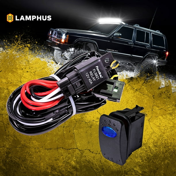 LAMPHUS 12V 40A Off Road LED Light Bar Relay Wiring Harness Kit for ATV