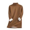 thumbnail image 4 of Breezora Thermal Lined Mock Neck Pullover Womens Winter Warmth Long Sleeve Casual Crew Sweatshirt Loungewear L Size Coffee, 4 of 5