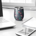 thumbnail image 3 of 12oz Stemless Wine Tumblers Dark Blue Christmas Pattern Vacuum Insulated Stainless Steel Travel Tumbler Cups Mug with Lid and Straw for Champaign,Cocktail,Beer with Cleaning Brush, 3 of 5