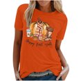 thumbnail image 1 of Hauts d'Été Décontractés pour Femmes, Col Rond, Imprimé Automne, Manches Courtes, Blouse T-Shirt, 1 of 3