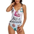 thumbnail image 4 of Women's Alice in Wonden-Lan Swimsuit One Piece Bathing Suit V Neck Tummy Control Sports Beach Swimwear, 4 of 8