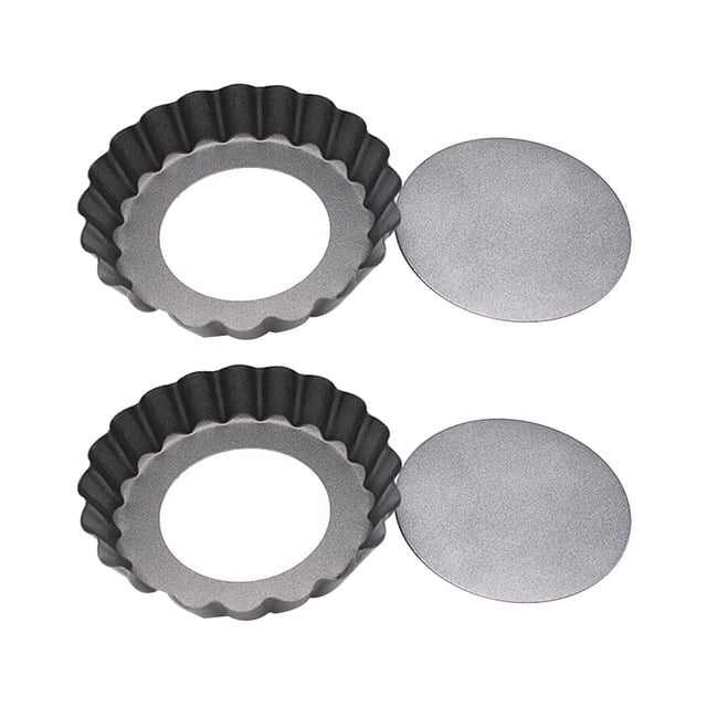 2 Pcs 4 Round Baking Tray Non-stick Portable Mini Tart Pan Bread Cake Making Miniature Mold Baking Mat