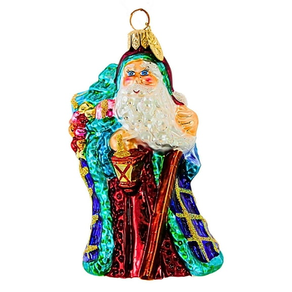 Christopher Radko Company 4.00In Petite Noel Splendor, Glass, Ornament Santa Lantern Staff 4010