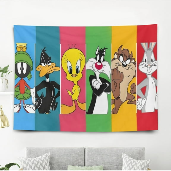 Baby Looney Tunes Tapestry for Teen Girls Bedroom Aesthetic Wall Hanging Art Poster for Kids Living Room College Dorm Home Decor Arts, 60 x 40 inch