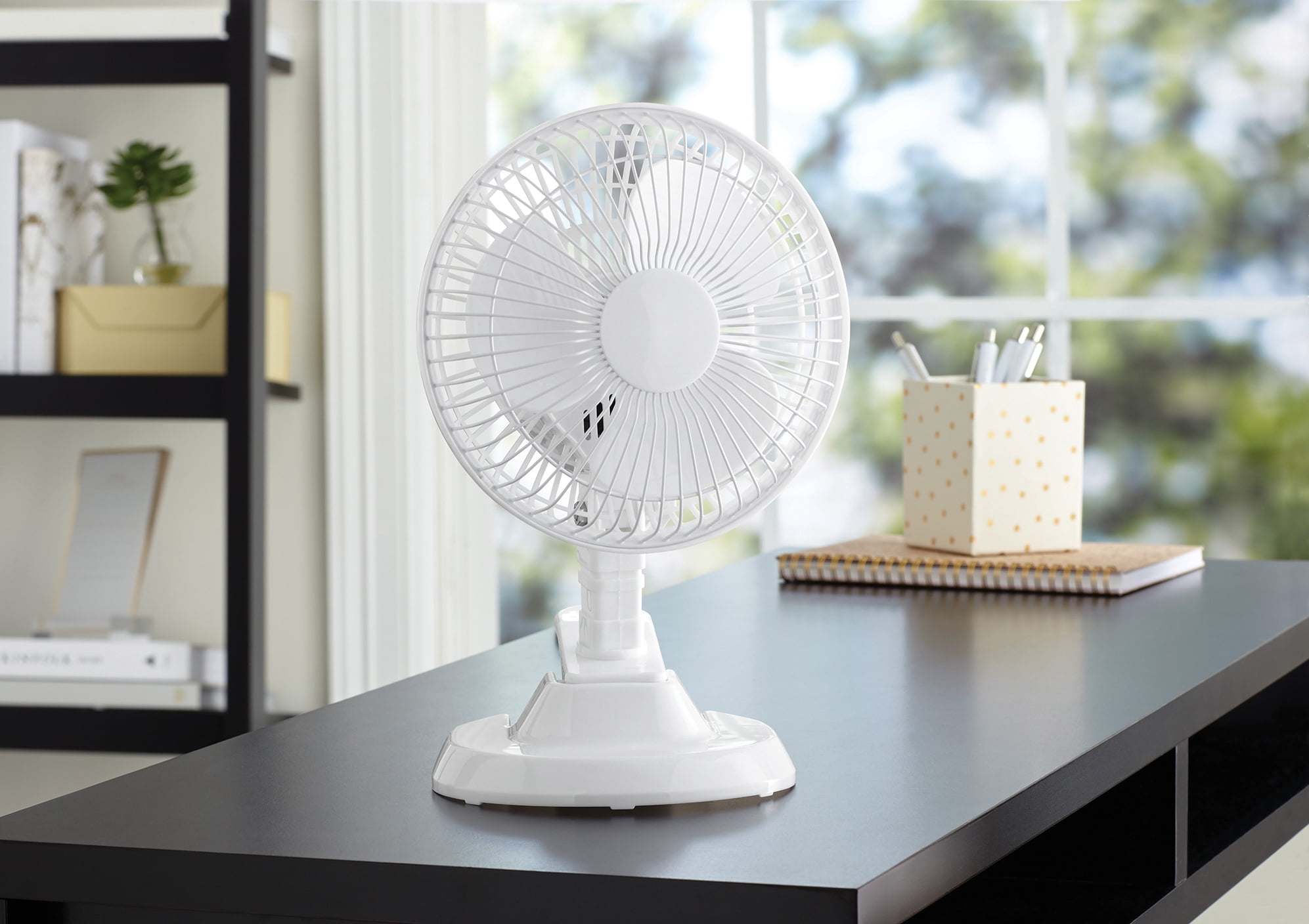 Mainstays 6'' 2 in 1 Portable or Clip Plastic Personal Fan, White