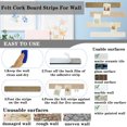 thumbnail image 4 of GoXteam 8 Pack Felt Pin Board Bar Strips - Self-Adhesive Lightweight Bulletin Board - Cork Board for Office with 40 Push Pins No Damage for Wall, Black White Gray, 4 of 7