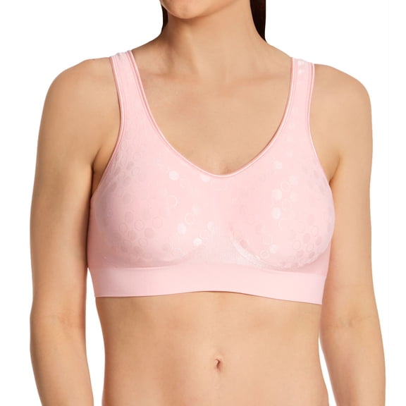 Women's Bali 3488 Comfort Revolution Shaping Wirefree Bra (Gentle Peach Dot M)