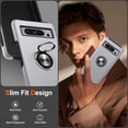 thumbnail image 4 of KOMI for Google Pixel 8 Pro Case, Slim Tough Rugged Shockproof Protective Pixel 8 Pro Phone Case with Metal Ring Kickstand for Google 8 Pro Case, Silver, 4 of 5