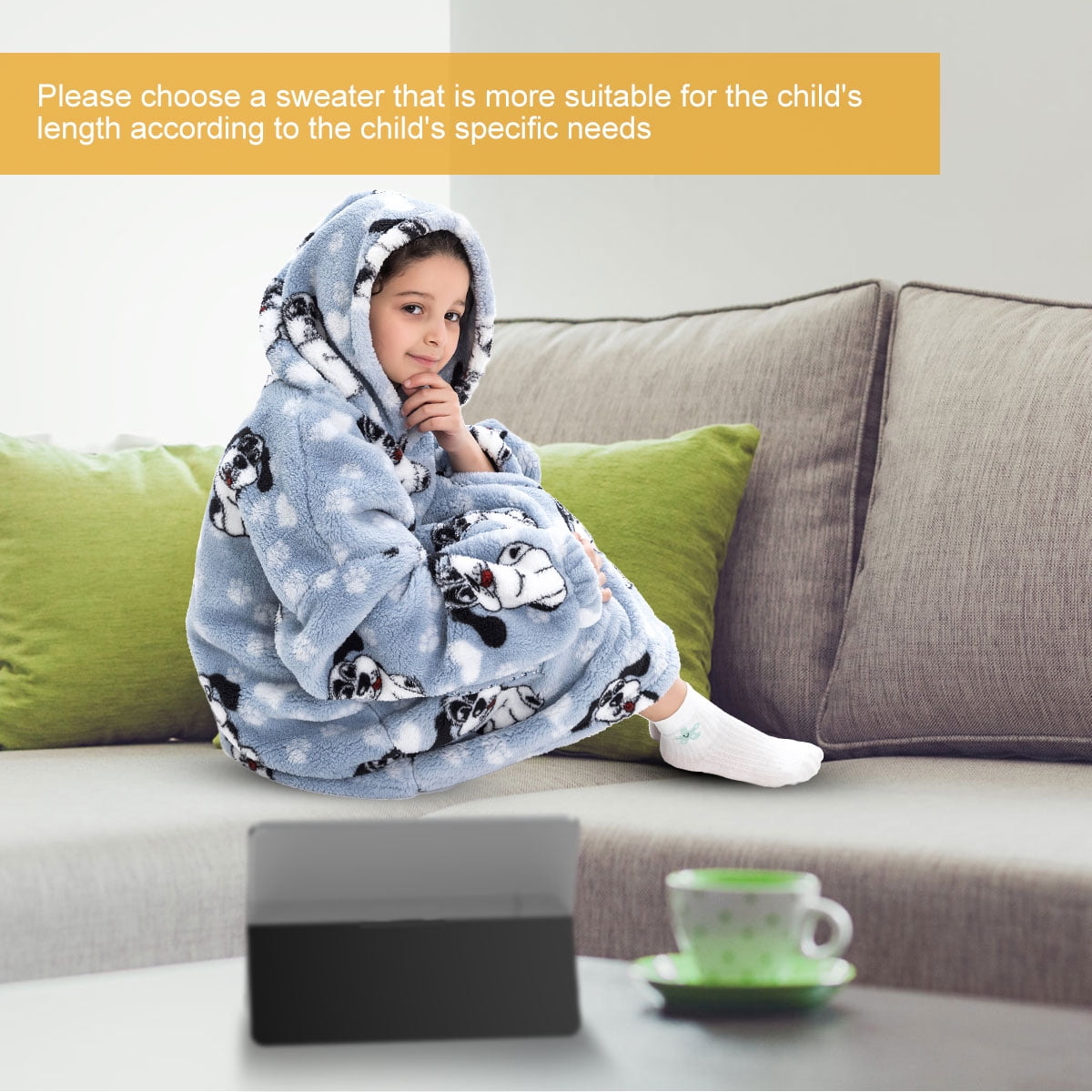 Lieonvis Wearable Blanket Hoodie Oversized flannel Blanket Sweatshirt with Hood Pocket and Sleeves Cozy Soft Warm Plush Hooded Blanket for