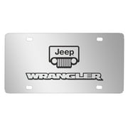 Jeep Wrangler 3D Dual Logo Mirror Chrome Stainless Steel License Plate
