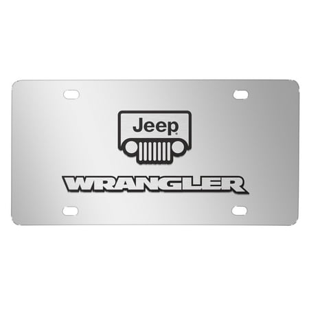 Jeep Wrangler 3D Dual Logo Mirror Chrome Stainless Steel License Plate
