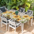 thumbnail image 2 of Farm Flowers Table Cloths for 4 Foot Rectangle Tables, Retro Sunflowers Barn Doors Butterfly Wood Board Patio Waterproof Elastic Fitted Tablecloths, Washable Rectangular Table Cover for Camping, 2 of 8