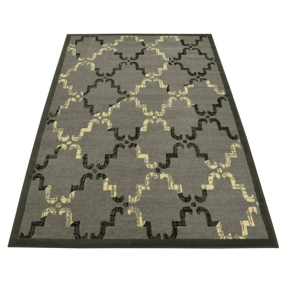 Normian Collection Trellis Lattice Abstract Geometric Design Area Rug Rugs Modern Contemporary Area Rug 2 Color Options (Grey, 4'9" x 6'10")