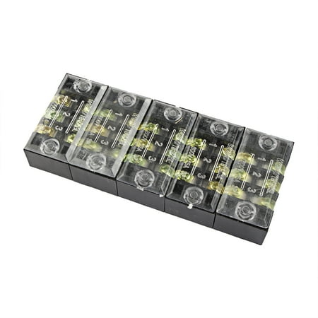5 Pcs 3 Positions Dual Rows 600V 15A Wire Barrier Block Terminal Strip TB-1503