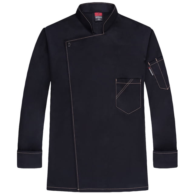 Chaqueta de chef de manga larga Sunnimix Negra uniforme clásico para cocinar Talla XL