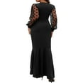 thumbnail image 4 of DYMADE Womens Plus Size Dresses Mesh Long Sleeve V-Neck Slim Party Cocktail Wedding Formal Fishtail Dresses, 4 of 4