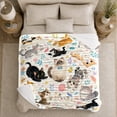 thumbnail image 5 of Watercolor Cats With Yarn Flowers Birds And Fall Living Room Scene Whimsical Art Flannel Blanket For Cat Fans, Soft Warm Home Decor For Bedroom Living Room Thanksgiving Gift, 5 of 9