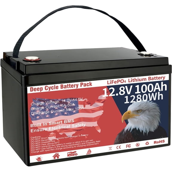 12V 100Ah LiFePO4 Lithium Battery Group 31 Upgraded Low-Temp Protection 1280Wh LiFePO4 Battery, Built-in 100A Smart BMS, 15000  Cycles Rechargeable Battery Waterproof for RVs, Golf Cart, Home