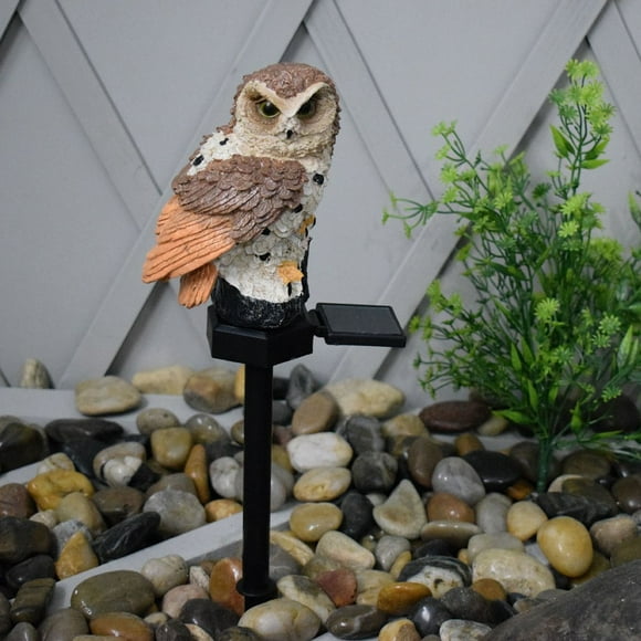 Owl Lumière Solaire avec Panneau Solaire LED Faux Hibou Imperméable à l'Eau Lumières de Jardin Solaire