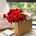thumbnail image 5 of Burgundy Roses Artificial Flower, 12Pcs Realistic Long Single Stem Fake Silk Red Roses Bouquet for Party Home Wedding Centerpiece Hotel Office Halloween Decor, 5 of 5