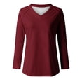 thumbnail image 4 of GaThRRgYP Summer Tops for Women,Summer Shirts for Women,Fashion Women's Casual Long Sleeve V-Neck Solid Ladies Tops Blouse, 4 of 4