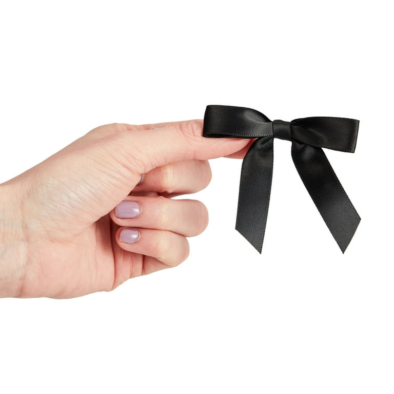 Wraps 2 inch Black Pre-Tied Satin Gift Bows with Twist Ties, 12 Pack, Women's, Size: One Size