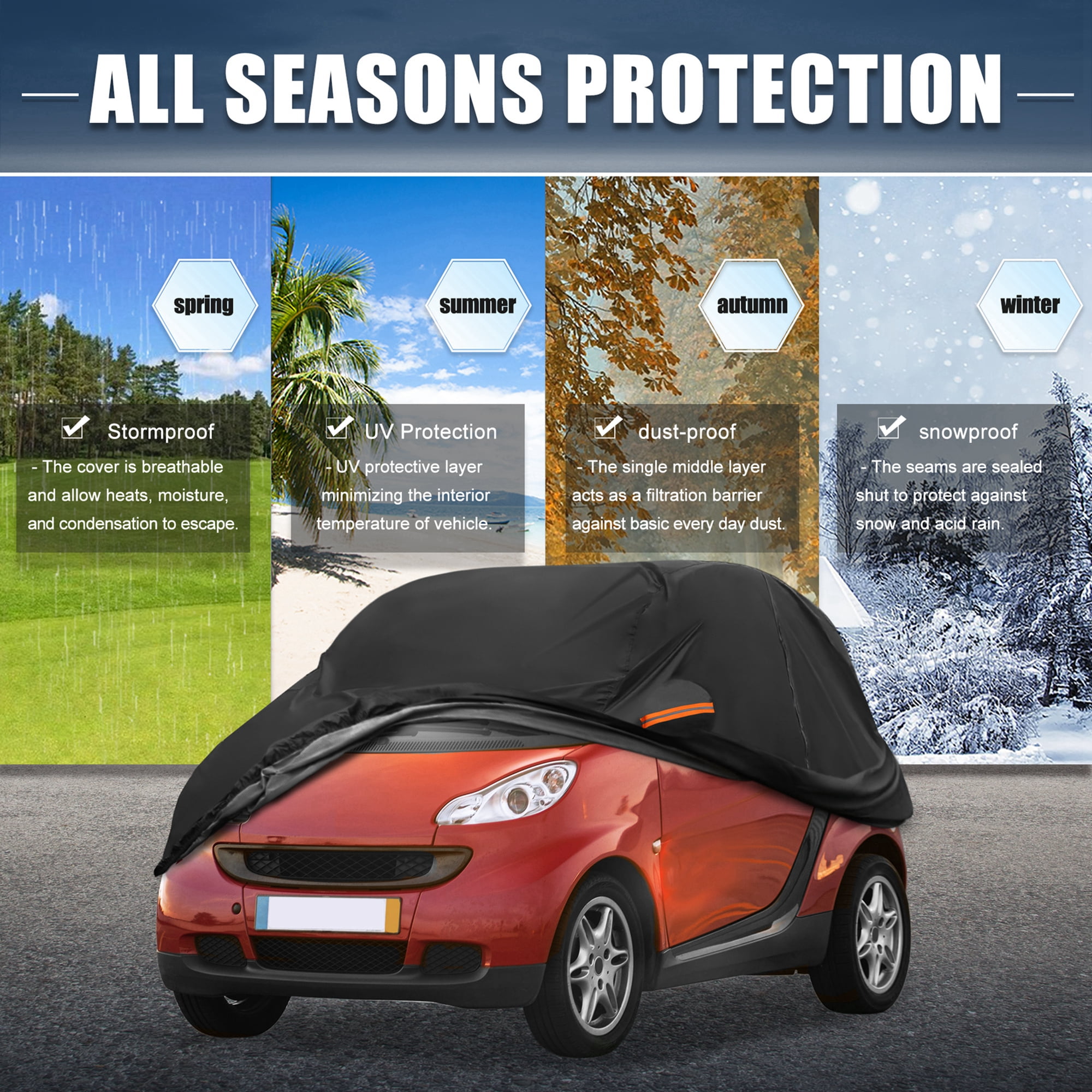 Unique Bargains 210D-PU Car Cover for Smart Fortwo 2007-2025