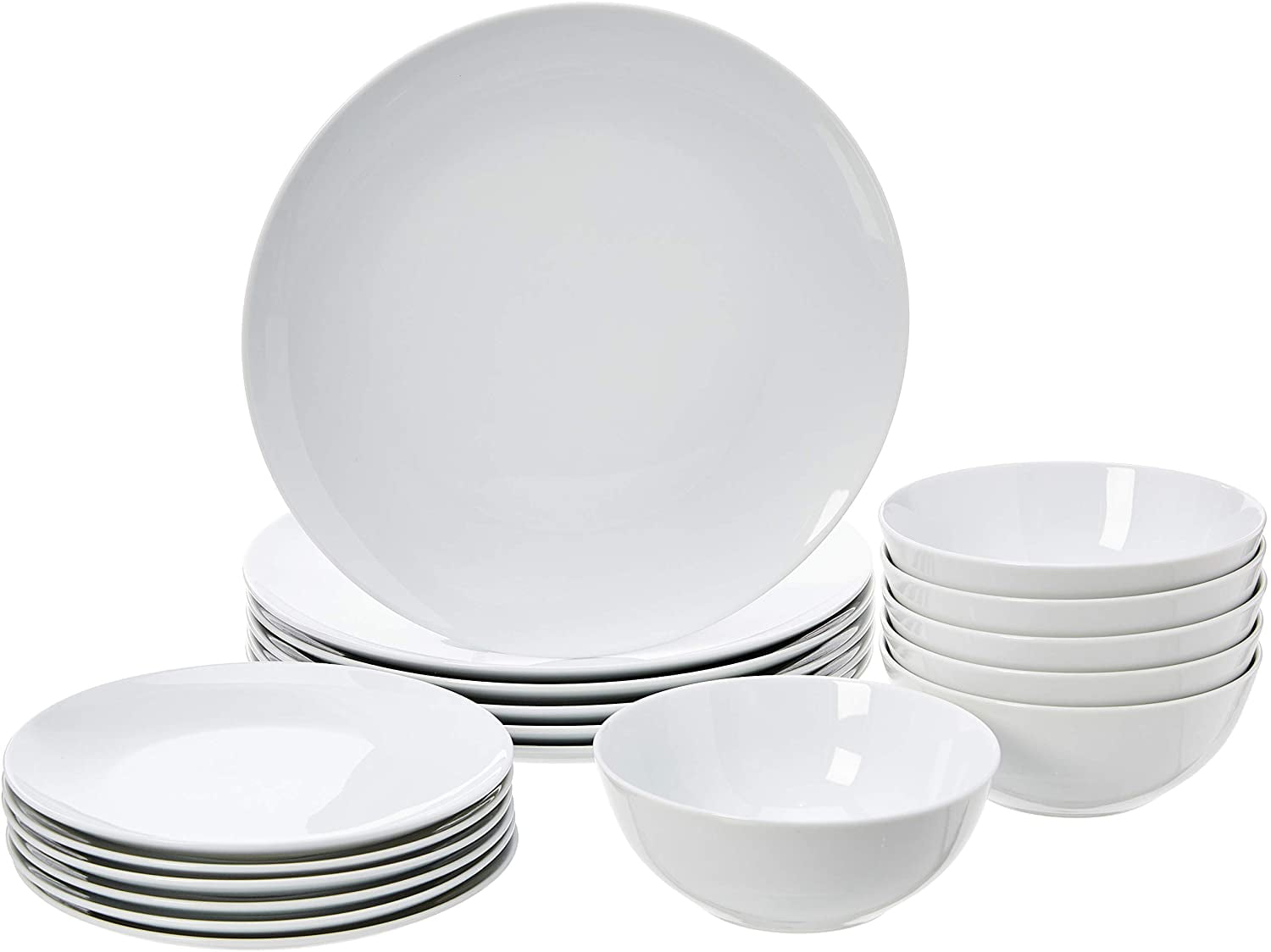 Dinnerware Set 18 Piece Plates Bowls White Porcelain Kitchen Service for 6