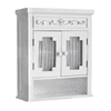 Teamson Home Lisbon Removable Wooden Wall Cabinet with Drapery-Lined Doors, White