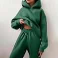 thumbnail image 2 of Lumtrix Womens Sweatsuits 2 Piece Set Fashion Clothing Winter Oversized Long Sleeve Hoodie Sweatpants Fall Tracksuits with Pockets Dark Green 3XL, 2 of 8
