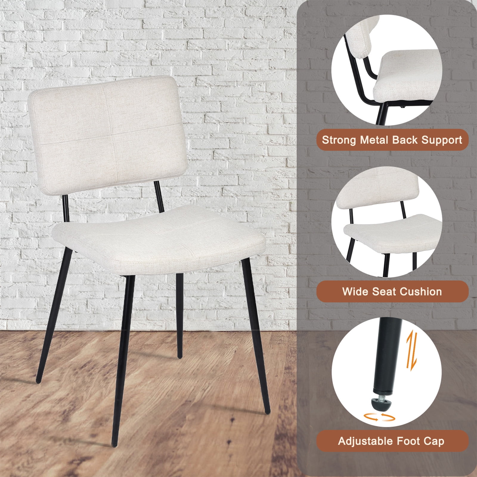 Homy Casa Desk Chairs Set of 4, Upholstered Chairs for Home Office and Remote Workspaces，Beige