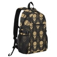 thumbnail image 2 of JIALIOU 14" Laptop Backpack Waterproof Airline Approved Stylish Casual Daypack for Travel Business College Work, Gold Skull, 2 of 8