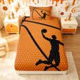 thumbnail image 3 of meiyoeat Sport Basketball Player Twin Sheets for Boys, Abstract Stripes Bedding, Orange Black, 3-Piece, 1 Flat Sheet, 1 Fitted Sheet and 1 Pillowcase, 3 of 6