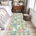 thumbnail image 4 of Runner Rug 2'x6', Easter Bunny Washable Non-Slip Hallway Runner Rugs, Colorful Eggs Spring Leaves Daisy Yellow Green Check Bedside Rugs Floor Mats Carpet Runners for Kitchen Bathroom Laundry Room, 4 of 8