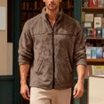 thumbnail image 3 of Polar Fleece Jacket Men Fall Winter Long Sleeve Loose Casual Stand Collar Zip Up Jackets with Pockets Fuzzy Coat Outerwear, 3 of 7