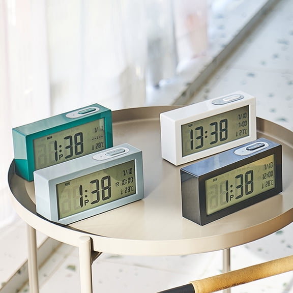 sruoe Alarm Clock, Digital Clock, Alarm Clock for Heavy Sleepers Adults, LED Display Alarm Clock, Modern Electric Alarm Clocks, Alarms Clock for Bedroom, White