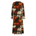 thumbnail image 5 of WXLWZYWL Womens Plus Halloween Dress Pumpkin Printed Costume Dresses Long Sleeve Crewneck Dress A Line Long Dresses, 5 of 5