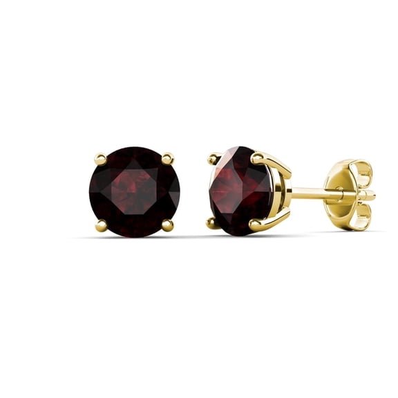 Cate & Chloe Larissa 18k Yellow Gold Plated Stud Earrings with Genuine Ruby Gemstones For Women
