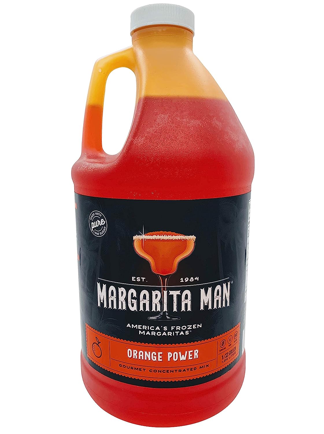 Margarita Man Orange Power Daiquiri Mix High Octane, 190 Proof Mixer 64Oz Bottle, Makes 56