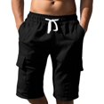 thumbnail image 2 of Mens Shorts Casual Elastic Waist Drawstring Lightweight Summer Beach Cargo Shorts Black XL, 2 of 5