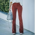 thumbnail image 2 of GJSYRH Women's Corduroy Flare Pants Elastic Waist Bell Bottom Trousers 2025 Fall Pants, 2 of 7