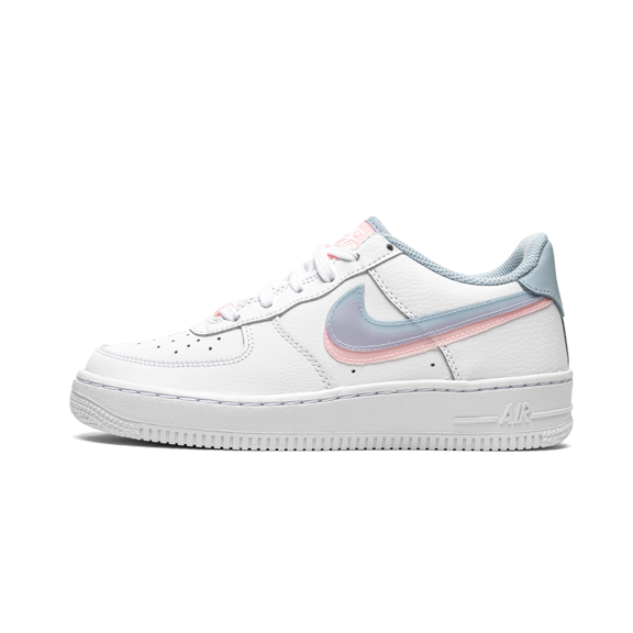 NIKE GRADE SCHOOL Air Force 1 LV8 GS "Double Swoosh - White / Blue / Pink" CW1574 100 from Stadium Goods