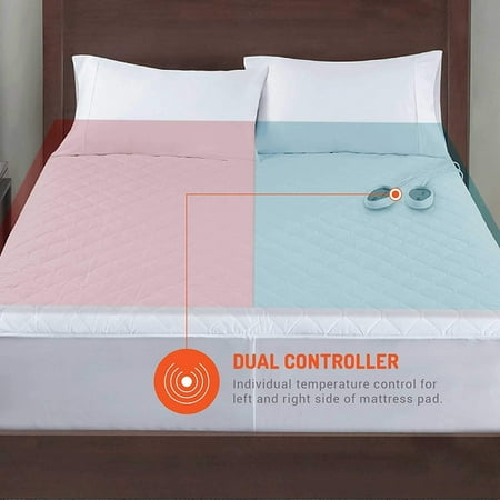 Throw Heated Blanket Electric Dual Control Mattress Pad King Size Bed Warmer W Adjustable Zone Heating Fit To 15 12 5ft Long Cord 78x80 White Canada Heated Mattress Pad King Size, Heated Bed Pad King Size