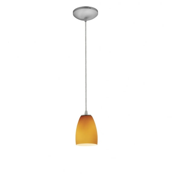 28069-1C-BS/AMB Access Lighting Sydney-One Light Cone Pendant (Cord Hung)-4.5 Inches Wide by 10 Inches Tall-Brushed Steel Finish-Amber Glass Color